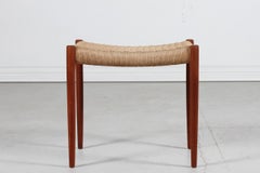 N. O. Møller Stool 80A Teak + Papercord for J.L. Møller Danish Modern 1960s