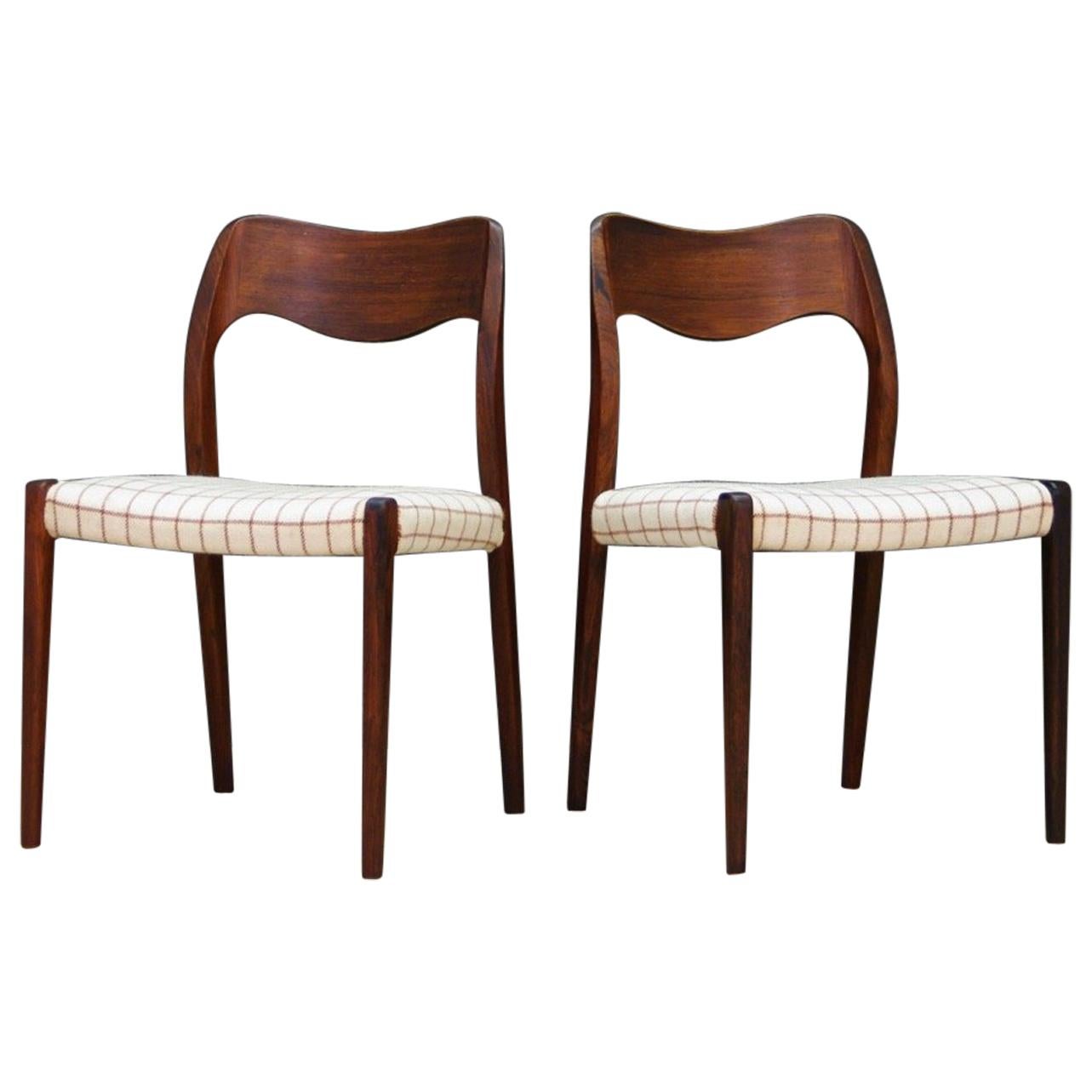 N. O. Moller Chairs Rosewood Danish Design