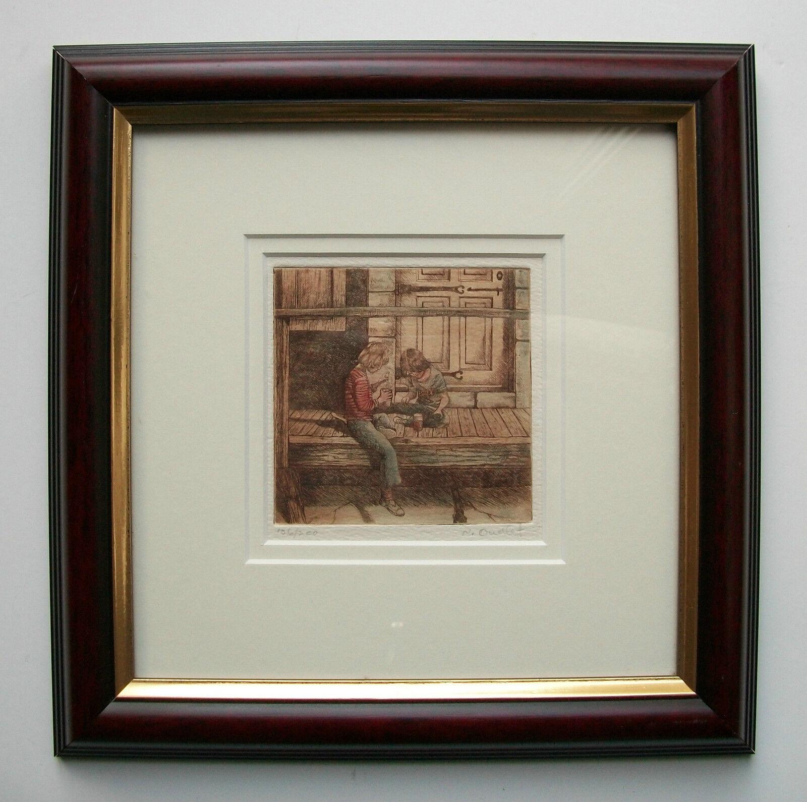 Hand-Crafted N. OUELLET - #106/200 - Vintage Framed Copperplate Engraving - Canada - C. 1978 For Sale