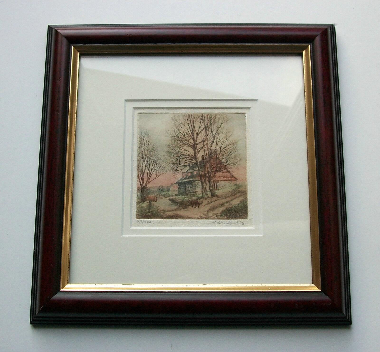 Hand-Crafted N. OUELLET - #83/200 - Vintage Framed Copperplate Engraving - Canada - C. 1978 For Sale