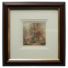 N. OUELLET - #83/200 - Vintage Framed Copperplate Engraving - Canada - C. 1978