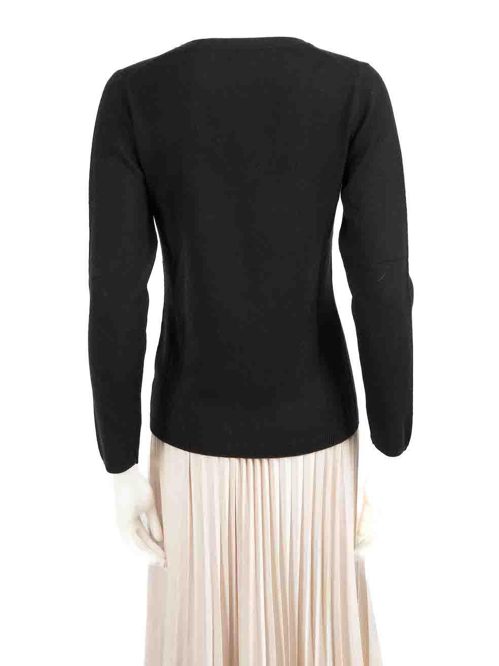 N. PEAL Black V-Neck Cashmere Knit Top Size S In Fair Condition For Sale In London, GB