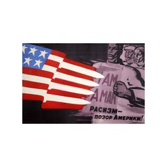 1969 Soviet propaganda poster by N. Petrovich - Racism is the shame of America!