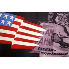1969 Soviet propaganda poster by N. Petrovich - Racism is the shame of America!
