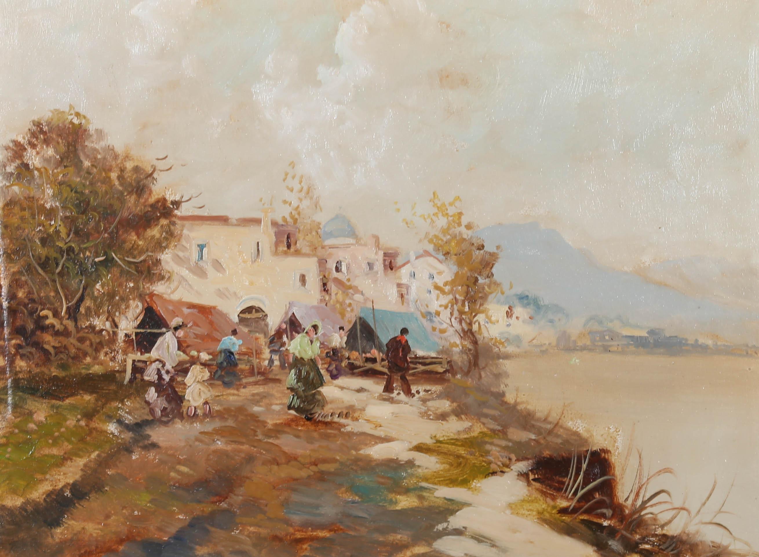 N. Pisani - Siglo XX Óleo, Calle en Avellino, Italia 1