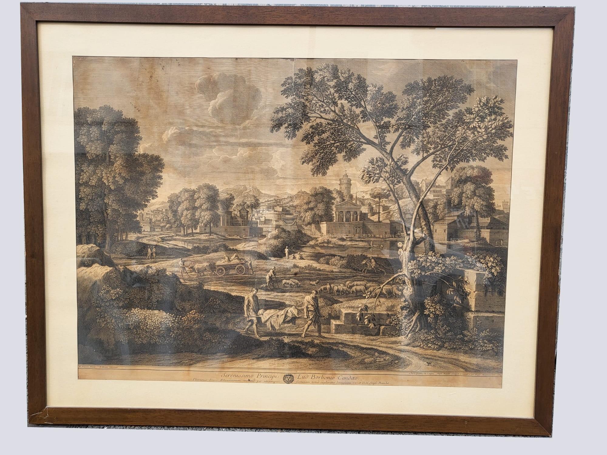 Paper N Poussin And E Baudet, Suite Of 3 Framed Engravings, Late 18th Century Early 19