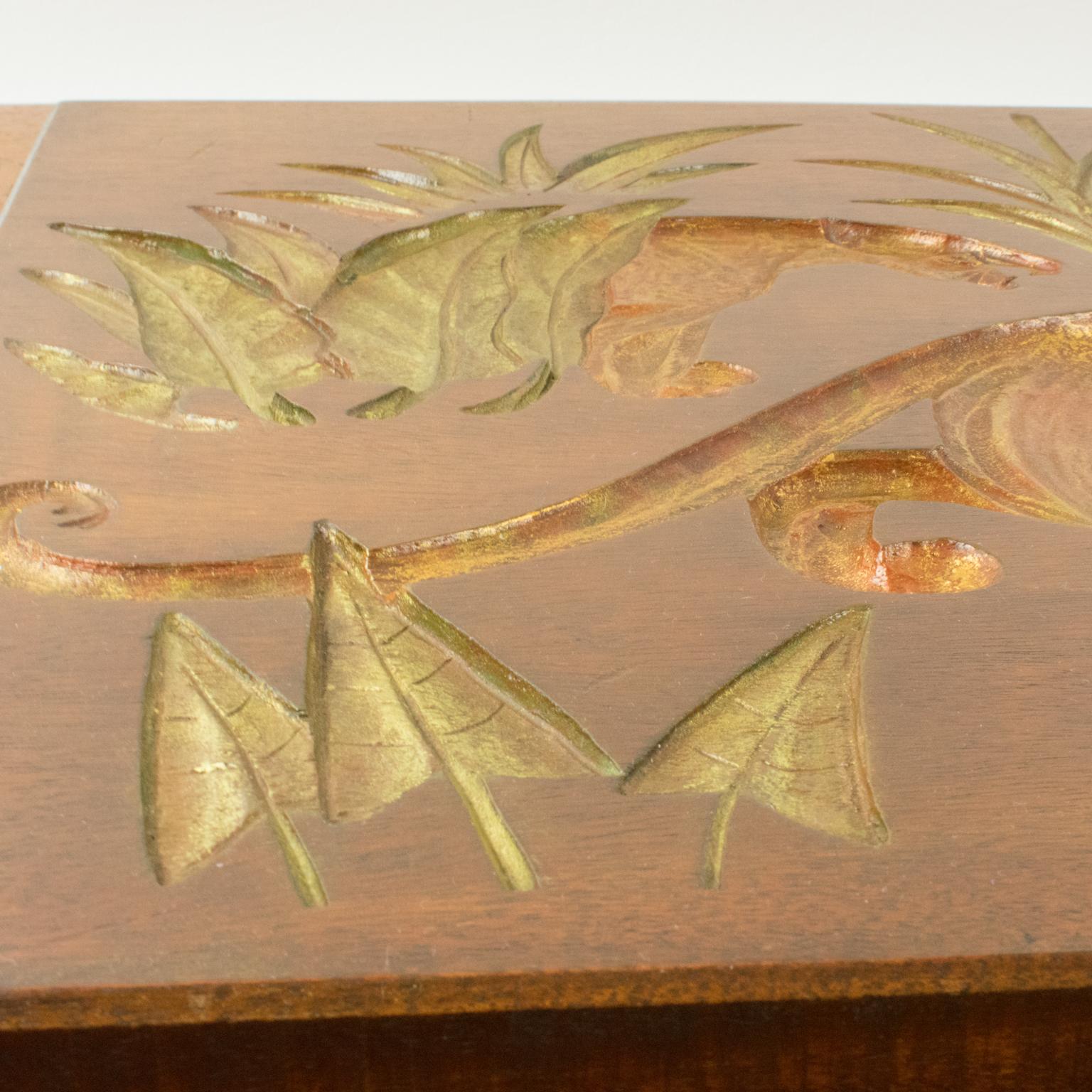 Panthers in the Jungle Art Deco Carved Gilt Wood Panel by N. R. Brunet For Sale 9