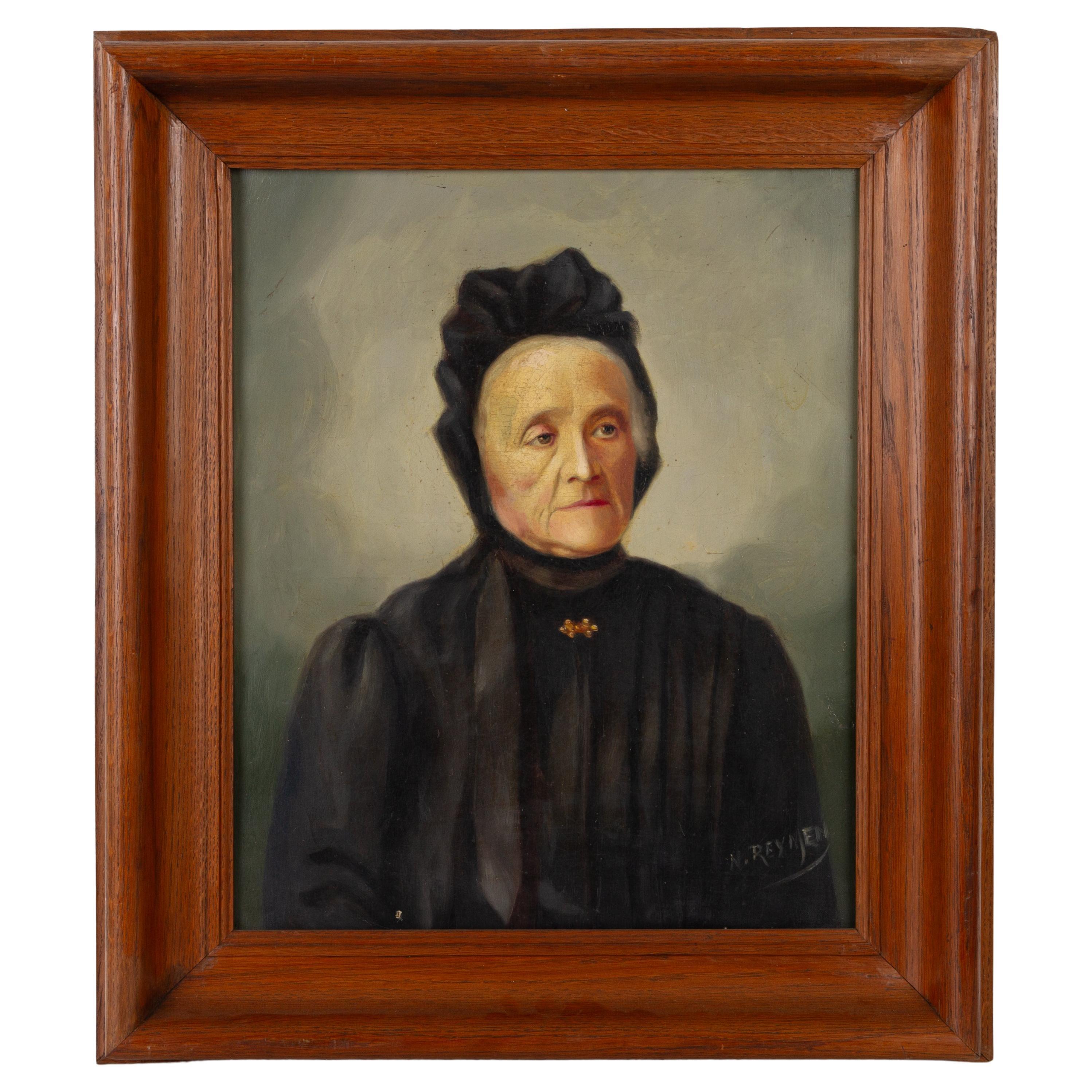 N. Reymen Belgian Portrait Signed Oil Painting For Sale