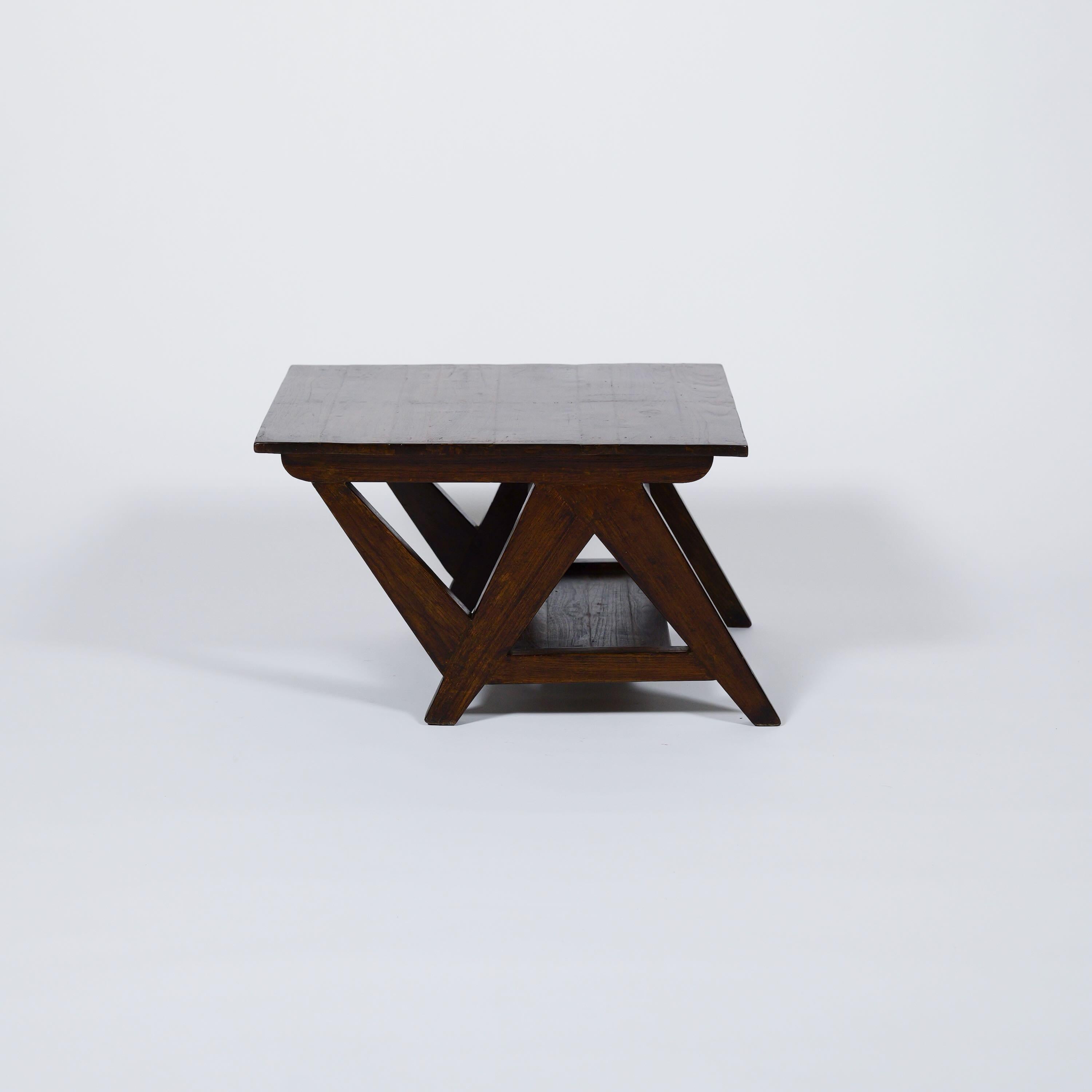 Mid-Century Modern N-Shape Coffee Table by Pierre Jeanneret for Chandigarh, India, Circa 1960 For Sale