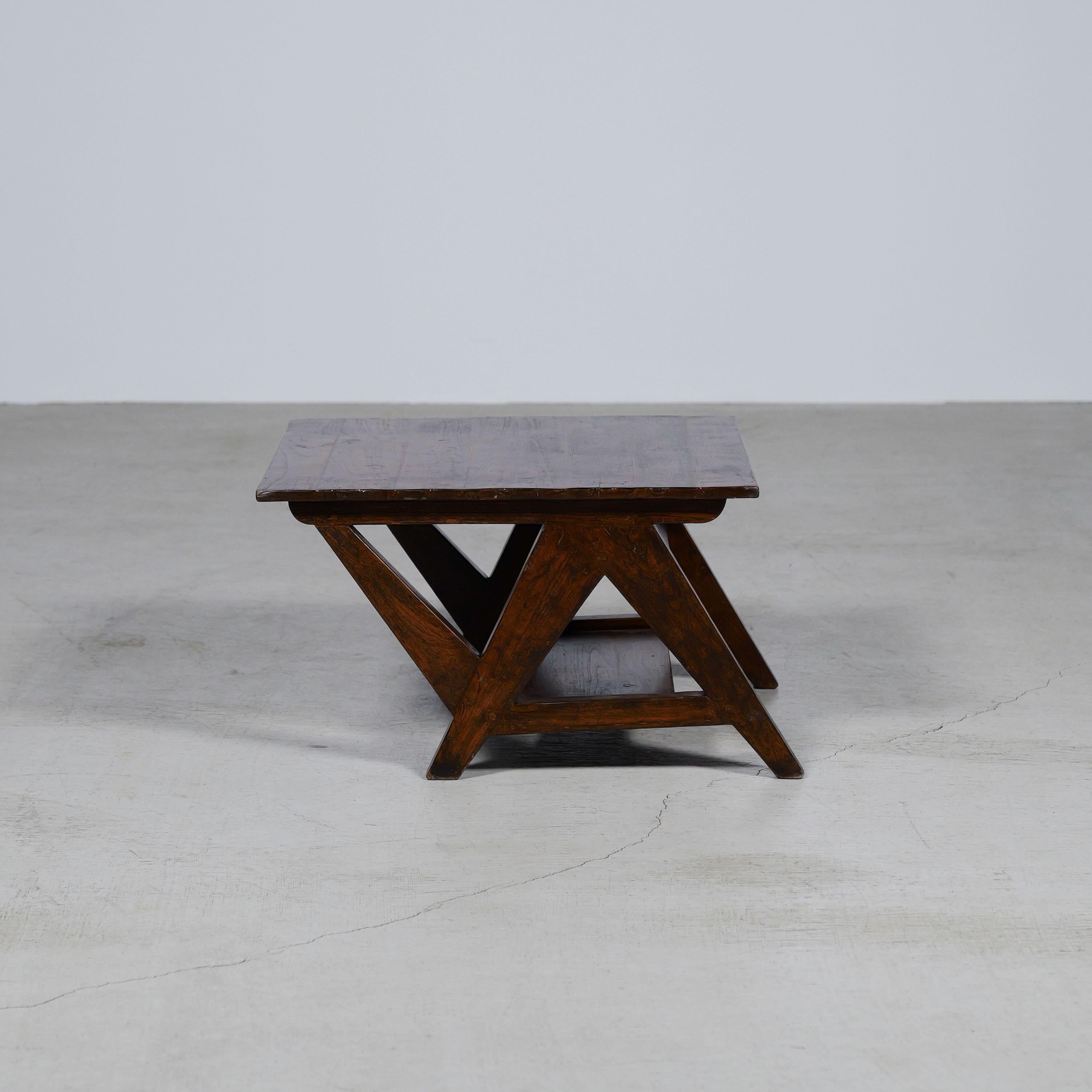 Mid-Century Modern N-Shape Coffee Table by Pierre Jeanneret for Chandigarh, India, Circa 1960 For Sale