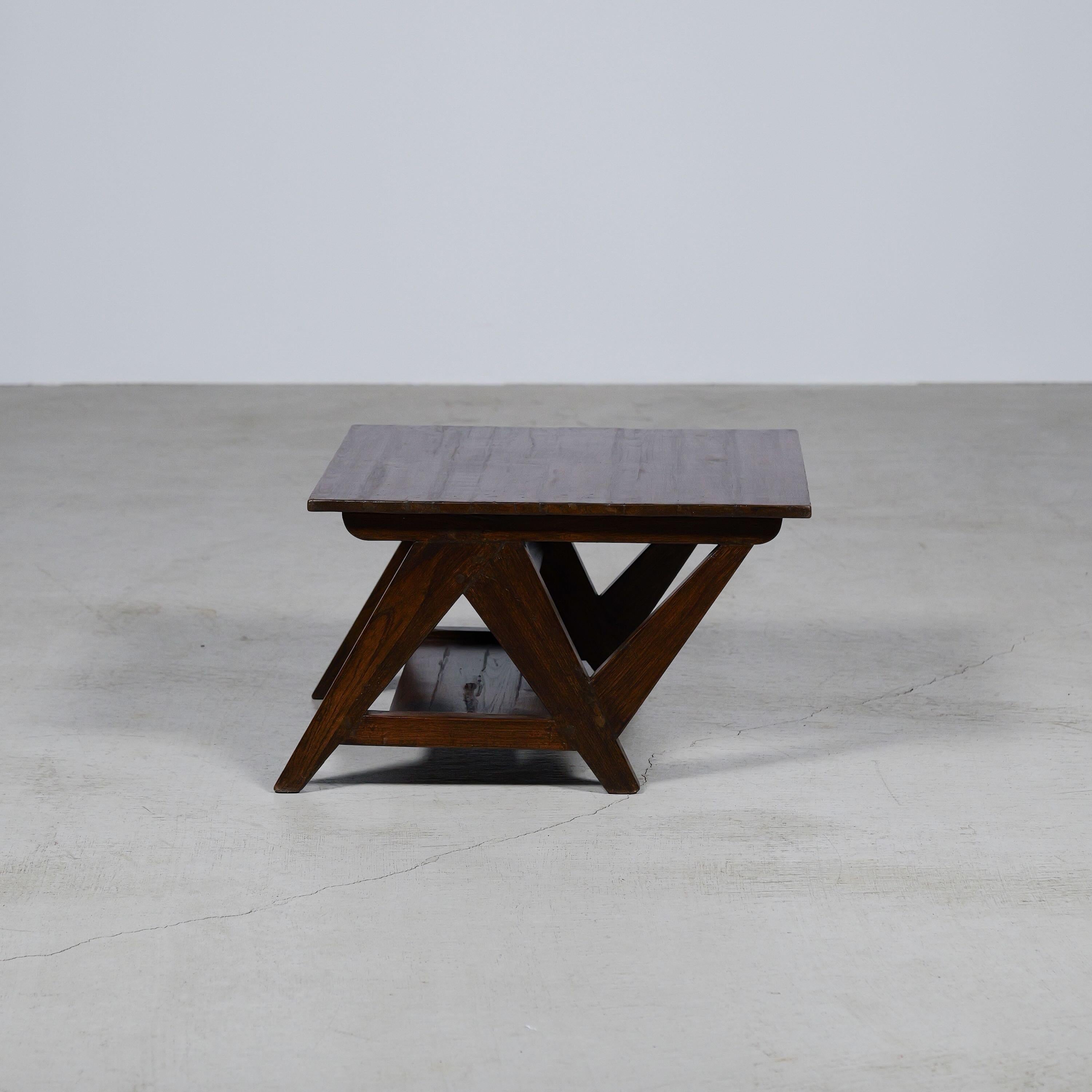 Mid-Century Modern N-Shape Coffee Table by Pierre Jeanneret for Chandigarh, India, Circa 1960 For Sale