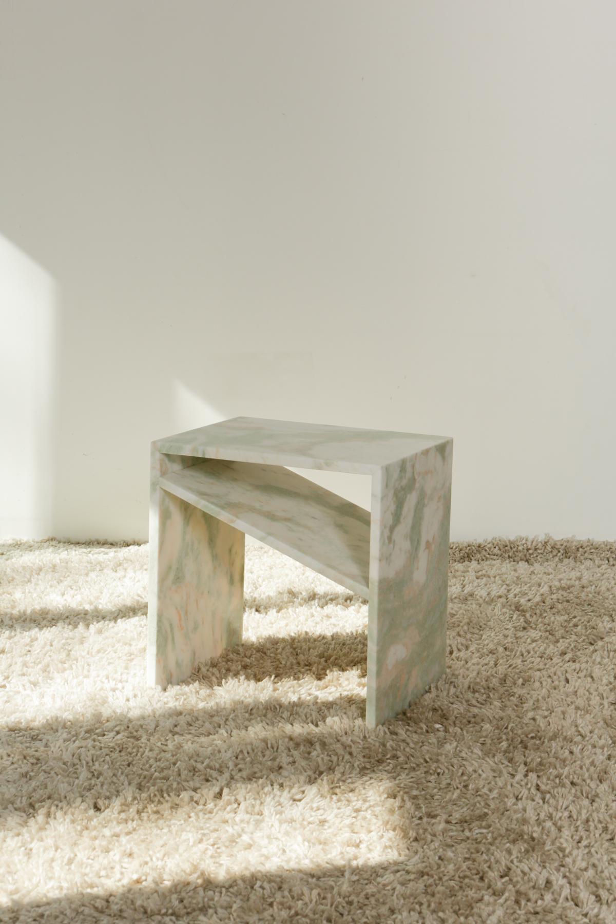 Contemporary N Side Table in Green Onyx