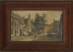 Used N. Springer (Manner of Cornelis Springer) -19thC Oil, Dutch Street On Delft Tile