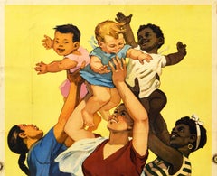 Original Vintage Soviet Peace Poster Anti-War Mothers & Children USSR Propaganda