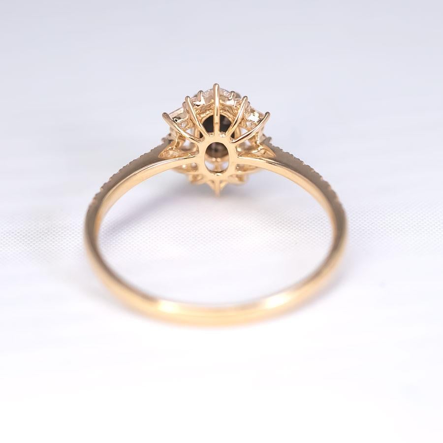 N1 Black Opal  Bague de fiançailles princesse diamant halo or jaune 18K Unisexe en vente