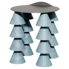 N1 Cena Tabouret contemporain, Sky-Blue Wood et Aluminium, by DONÓ Design