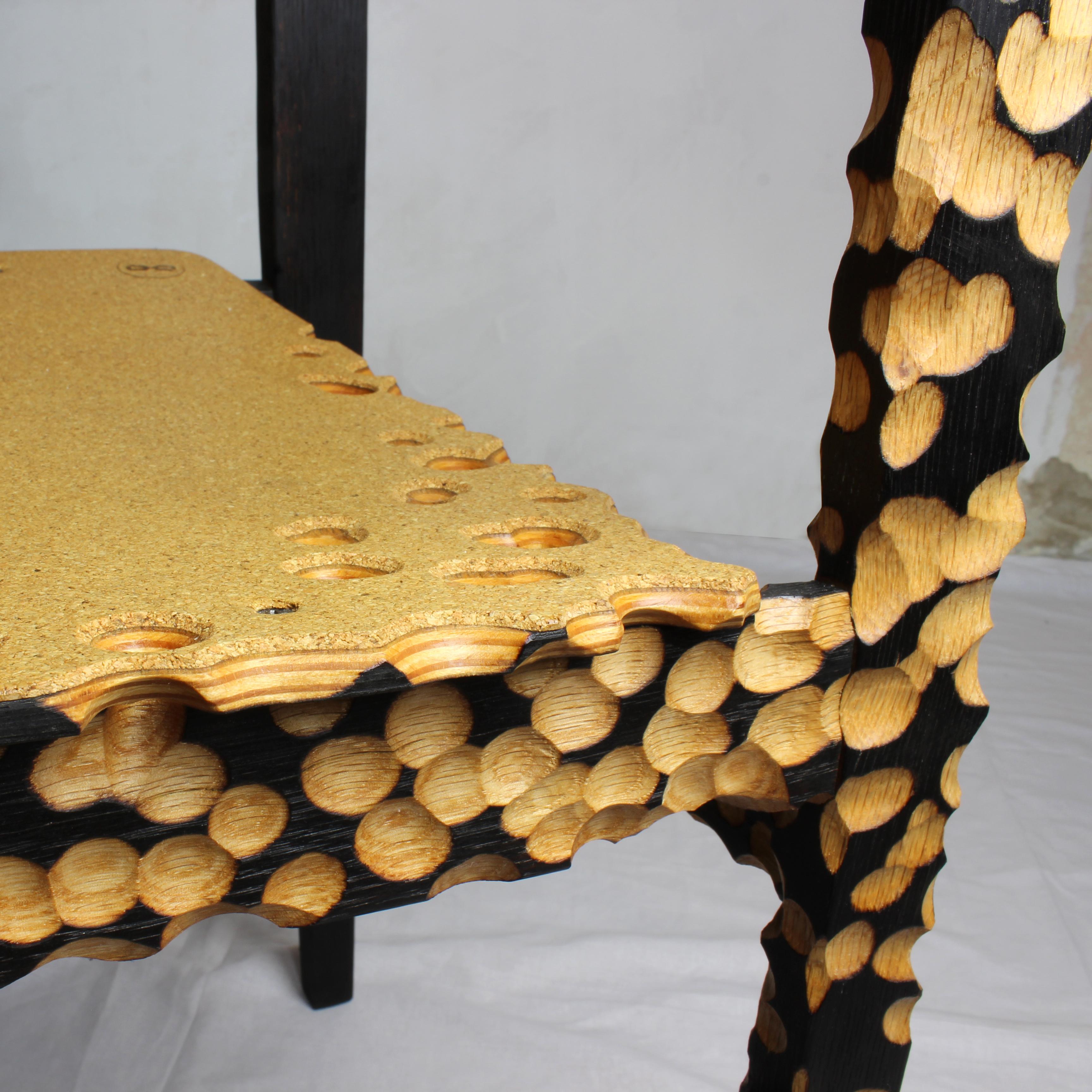 N1 Chair, Unique Sculptured, Charred Furniture, from Salvaged Chair and Cork For Sale 4