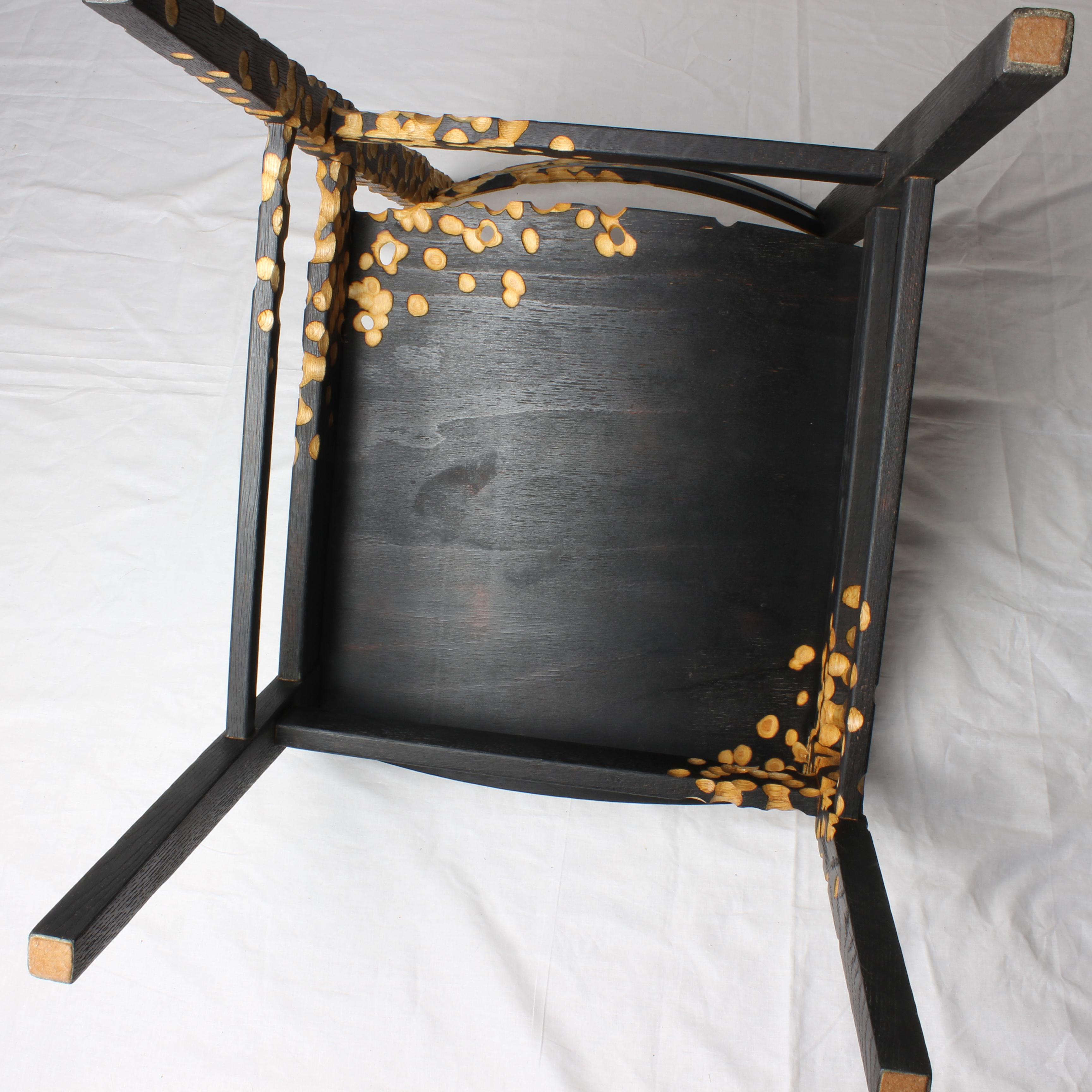 N1 Chair, Unique Sculptured, Charred Furniture, from Salvaged Chair and Cork For Sale 5