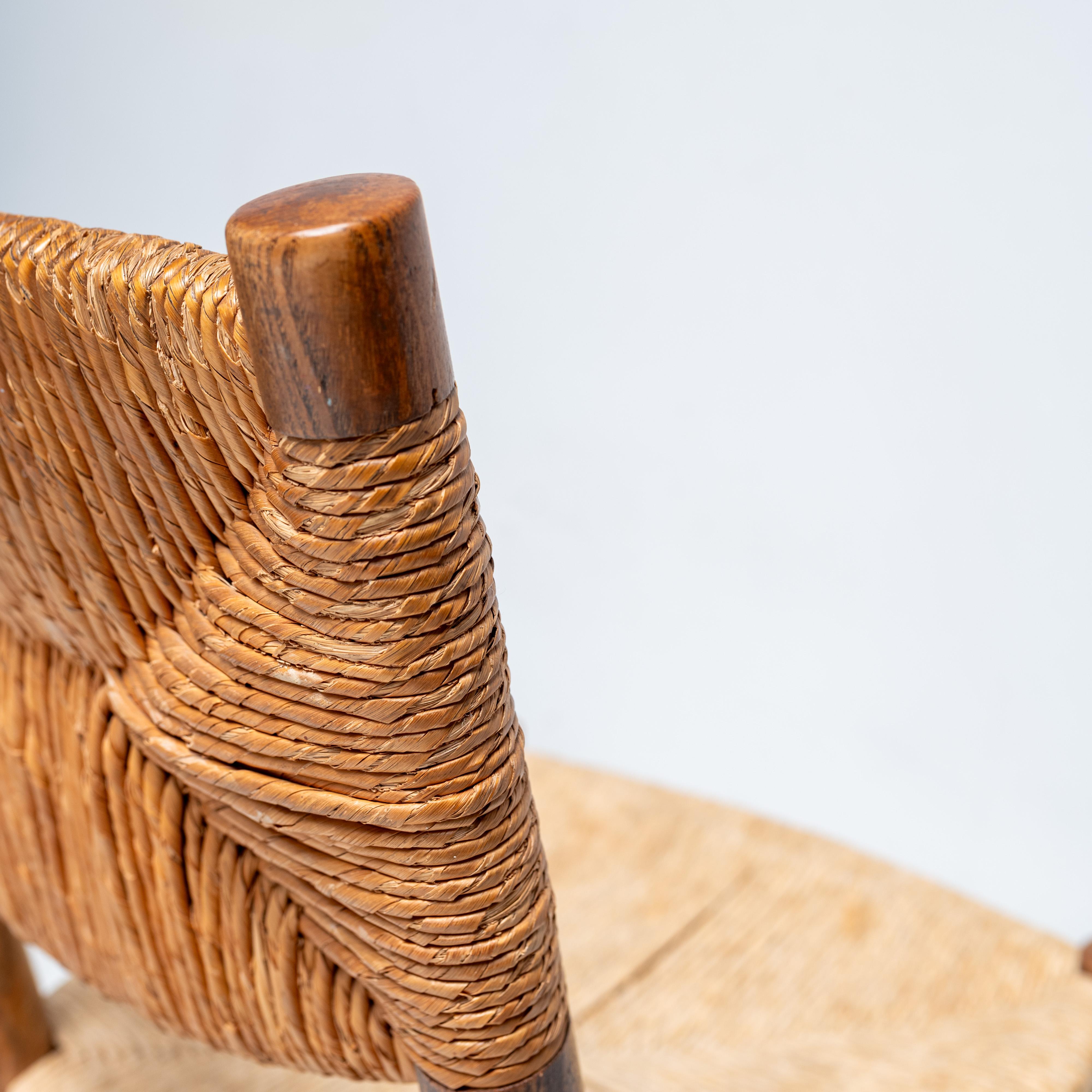 Rush N°19 “Bauche” Chair by Charlotte Perriand, Sentou, 1960s For Sale