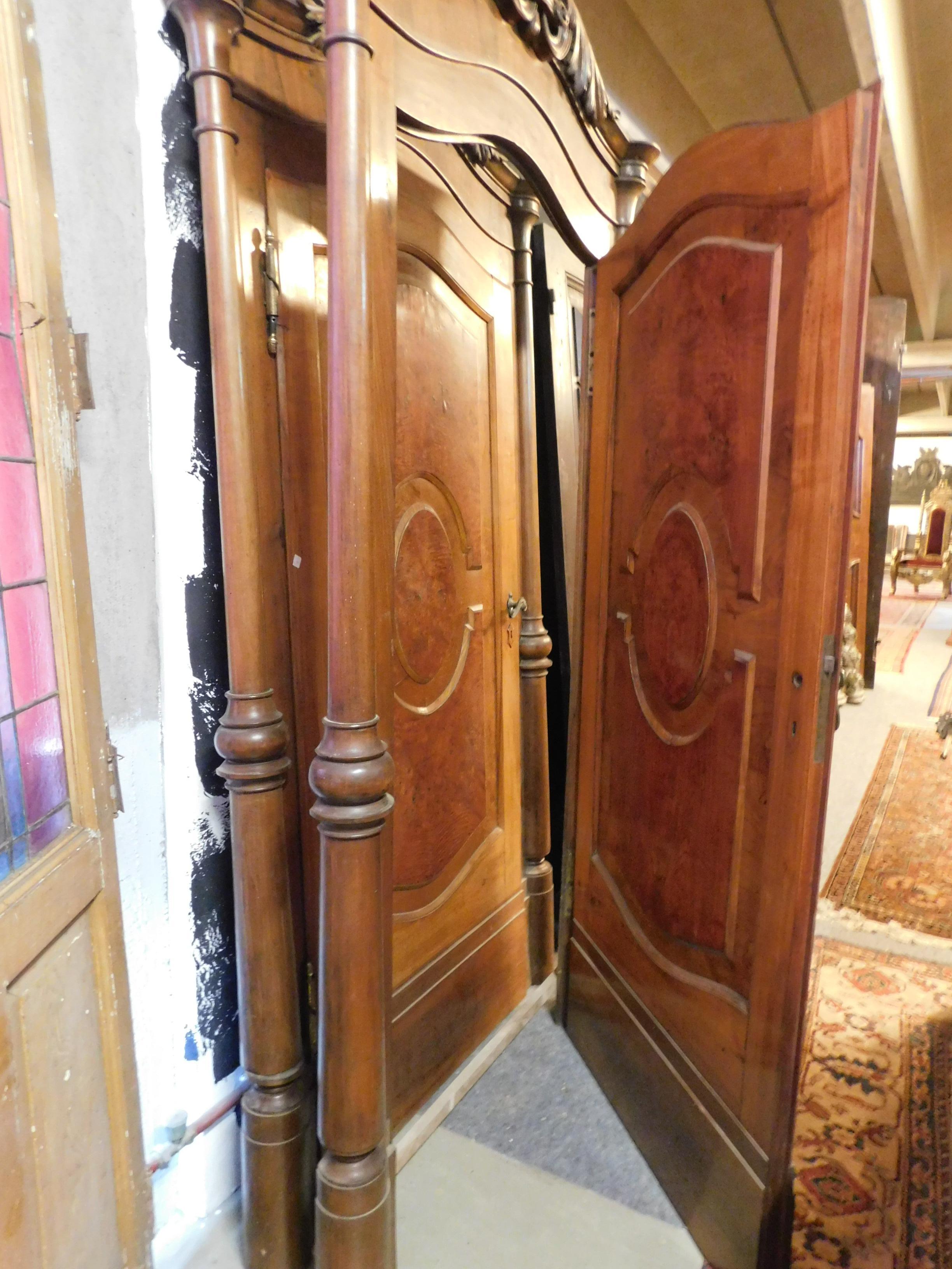 n.2 Ancient Identical Doors Inlaid with Different Woods, 1800 Milan, Italy In Good Condition For Sale In Cuneo, Italy (CN)