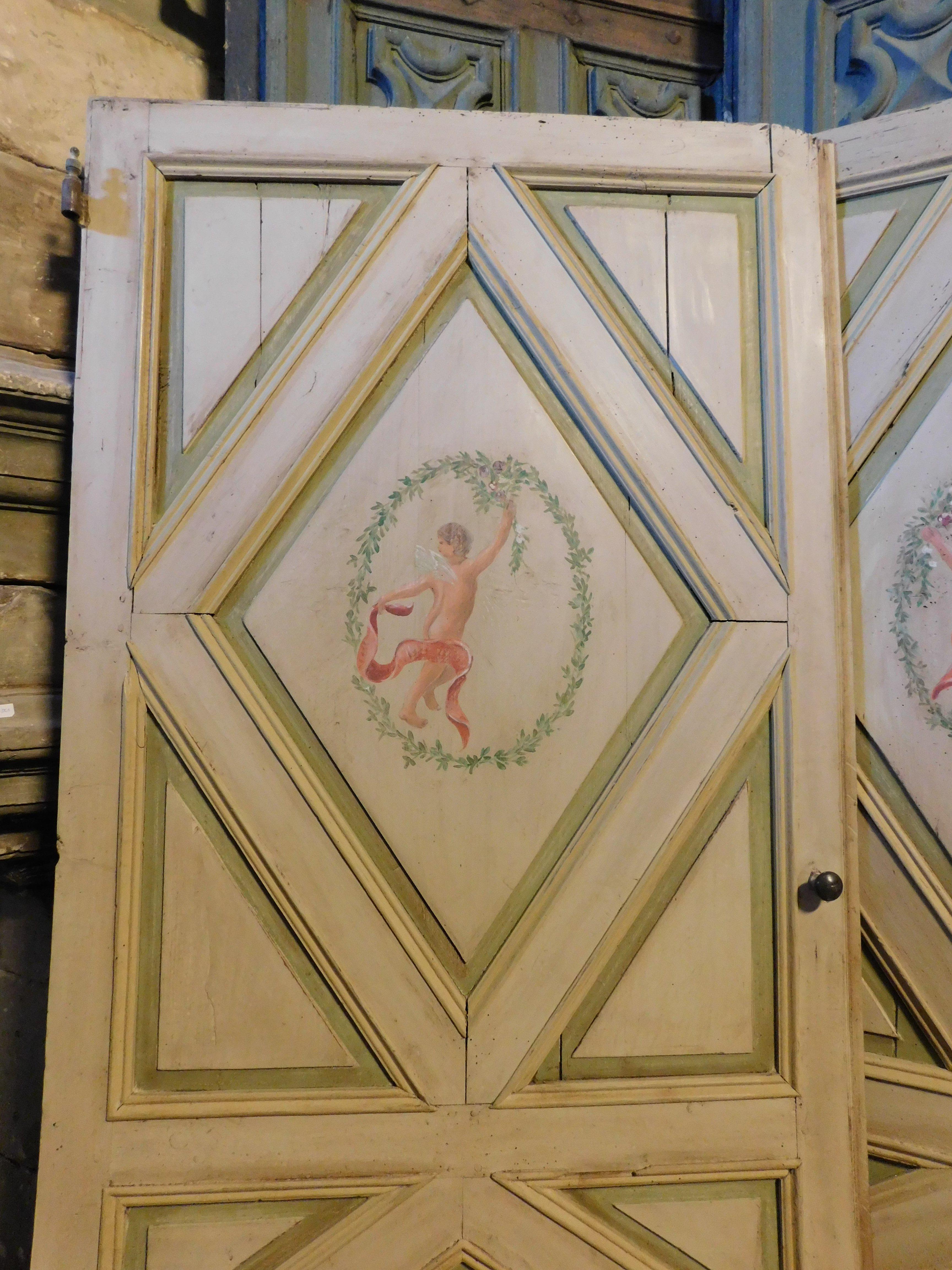 N.2 antike lackierte Türen aus Genua aus dem 18. Jahrhundert (Lackiert) im Angebot
