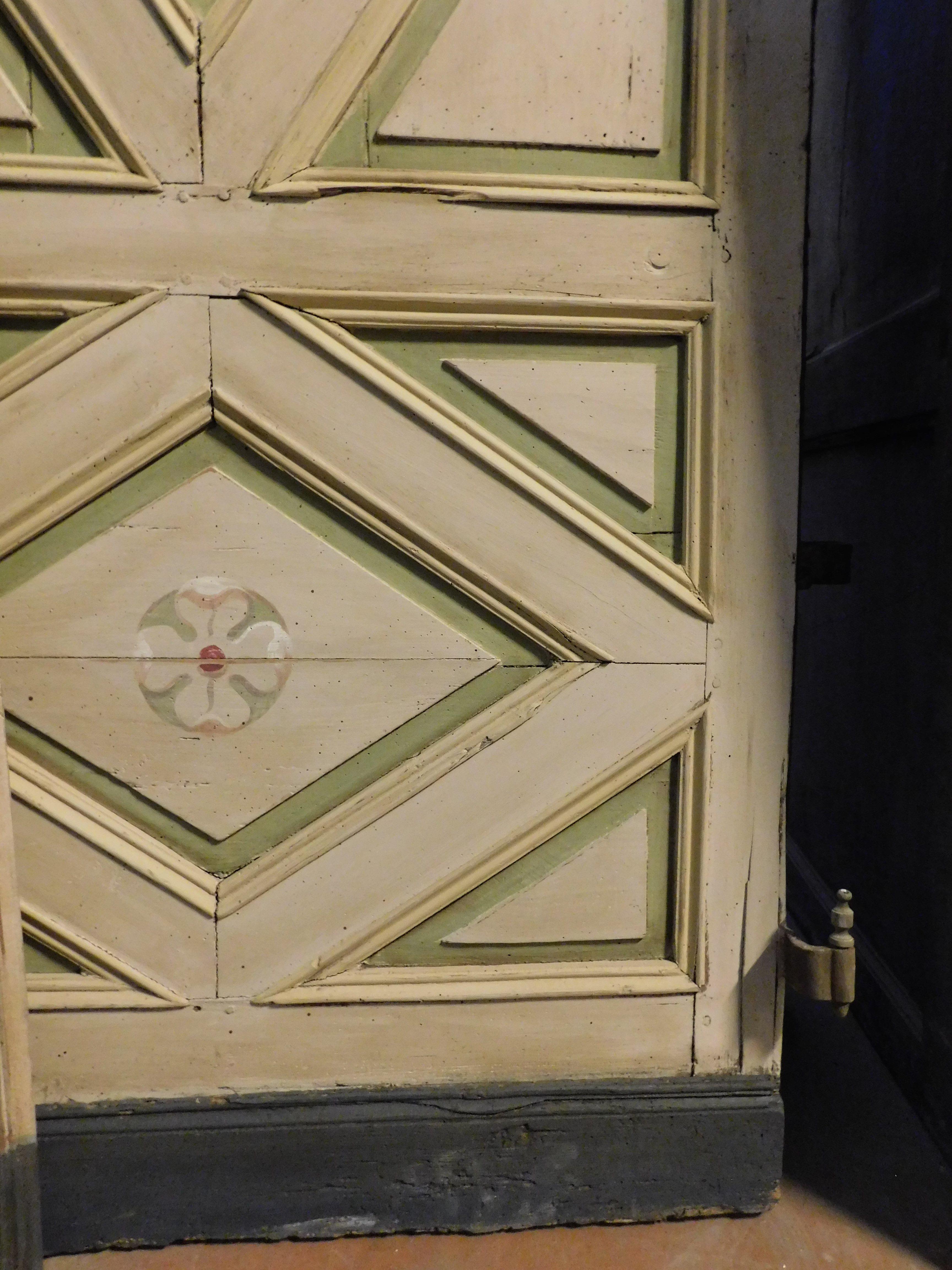 N.2 antike lackierte Türen aus Genua aus dem 18. Jahrhundert (Pappelholz) im Angebot