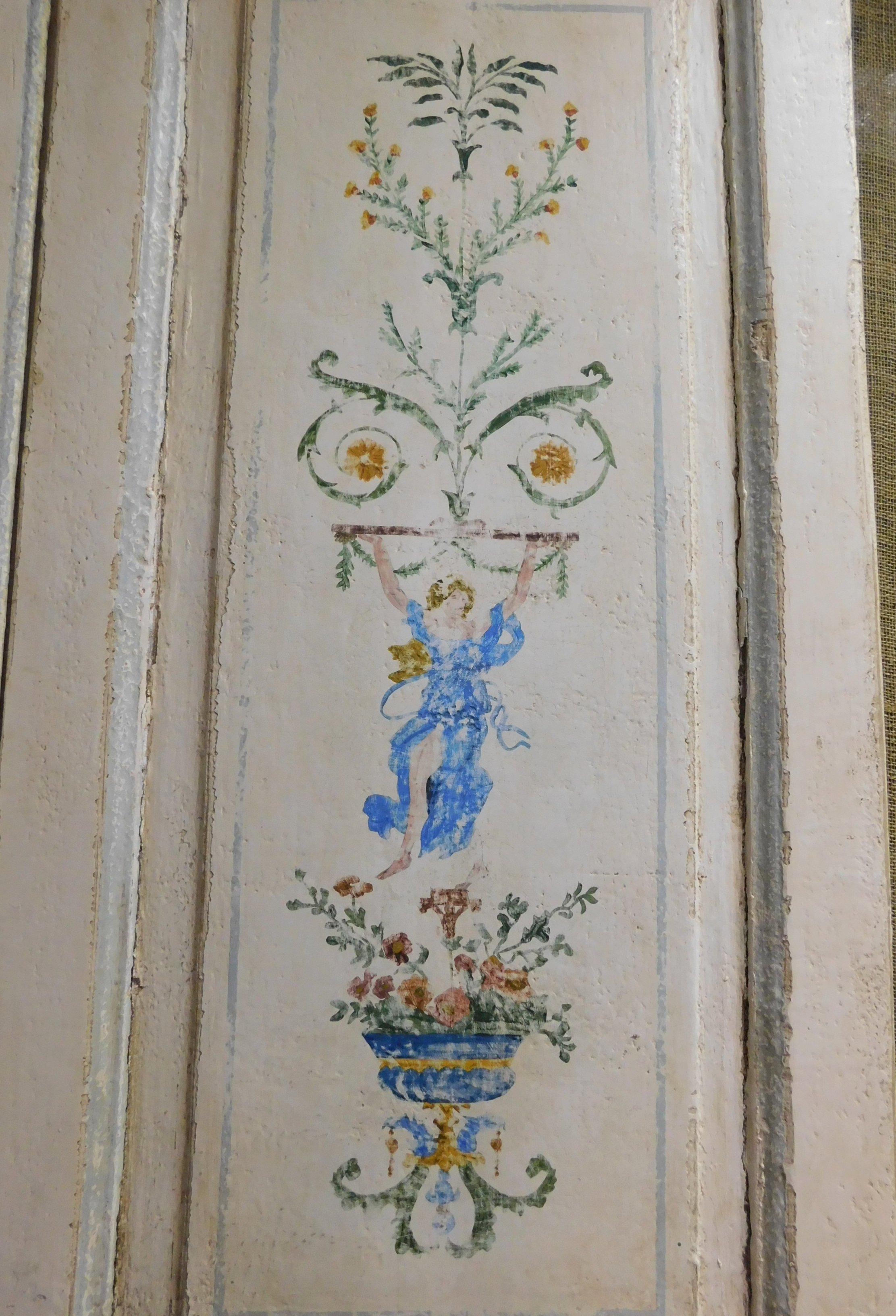 N.2 Antike Doppeltüren, weiß lackiert mit Allegorien, Italien, spätes 18. Jahrhundert im Zustand „Gut“ im Angebot in Cuneo, Italy (CN)