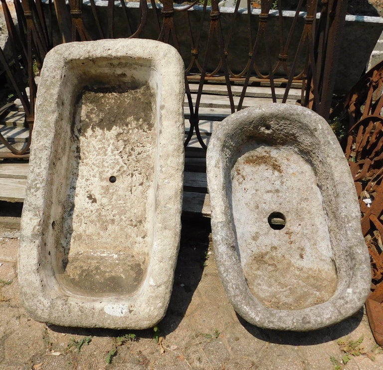 Italian N.2 Basins, Stone Washbasins, for Fountains or Outdoor Sinks For Sale