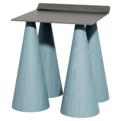 N2 Cena Tabouret contemporain, Sky-Blue Wood et Aluminium, by DONÓ Design