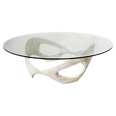 N2 Coffee Table Handcrafted in Solid Bleached Cherry with Clear Glass Top