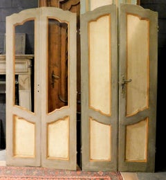 N.2 Double Doors, One Glass and One Panels, Lacquered, 18th Century Italy