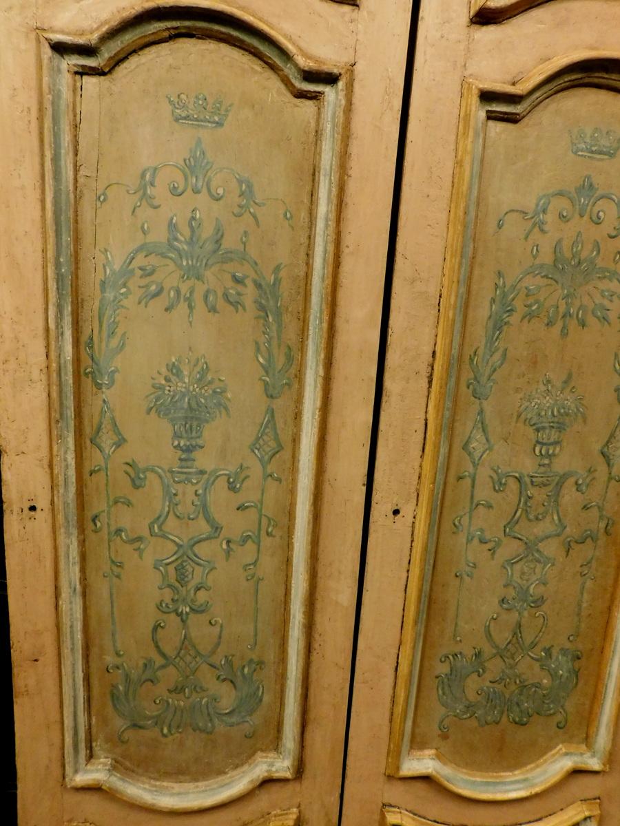 Italian N.2 Lacquered and Painted Double-Leaf Doors, Yellow, 18th Century Rome, 'Italy' For Sale