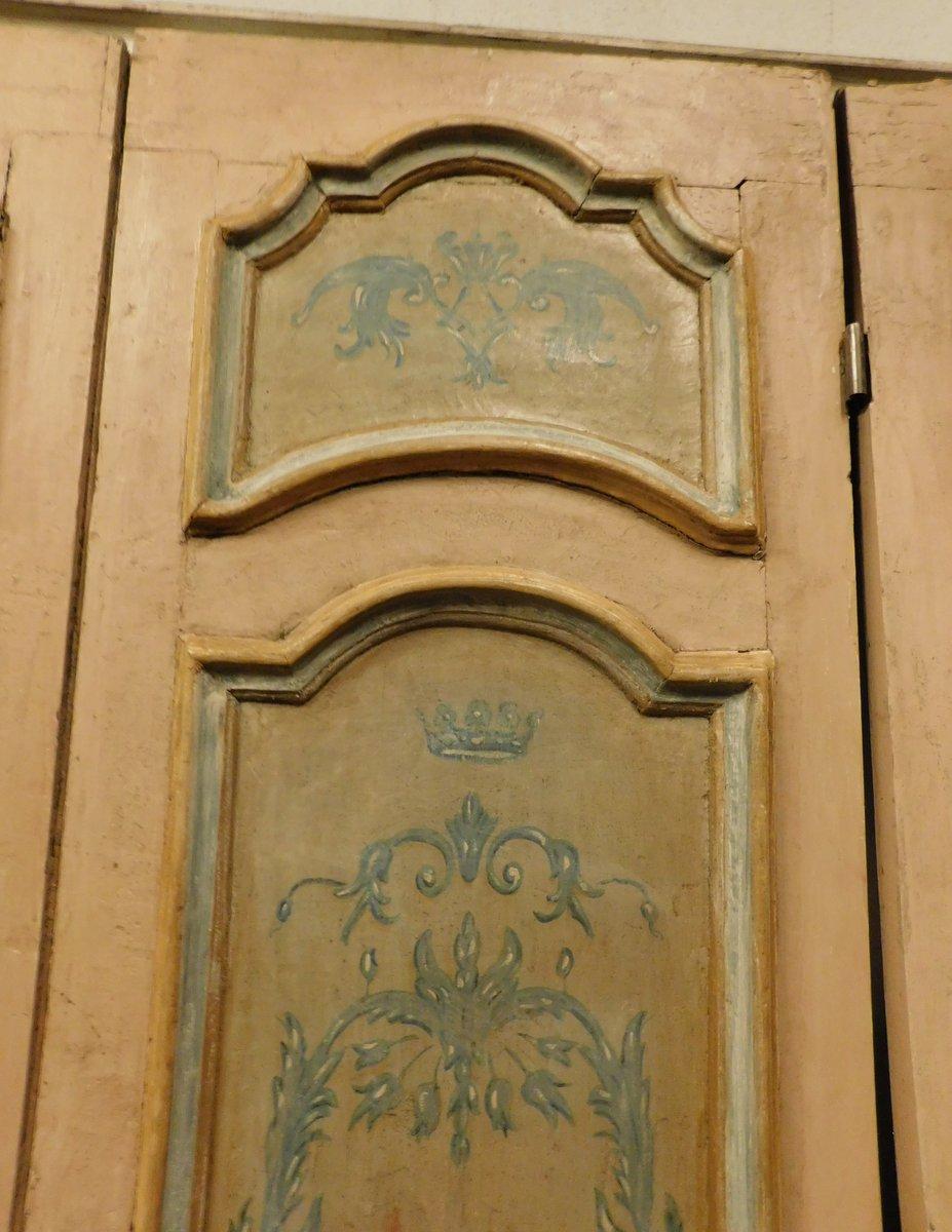 18th Century and Earlier N.2 Lacquered and Painted Double-Leaf Doors, Yellow, 18th Century Rome, 'Italy' For Sale