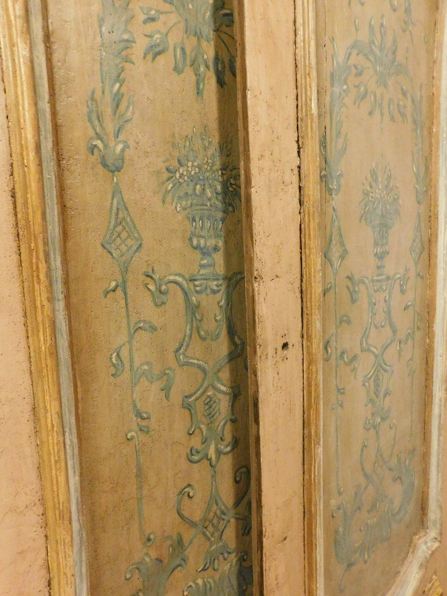 N.2 Portes à double feuille laquées et peintes, jaune, Rome, 18ème siècle, 