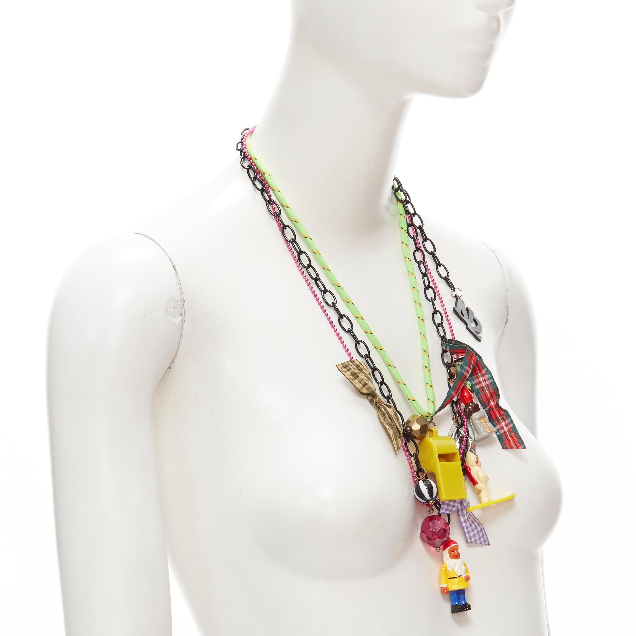 Women's N2 LES NEREIDES colorful gnomes plaid ribbons Harajuku necklace bracelet For Sale