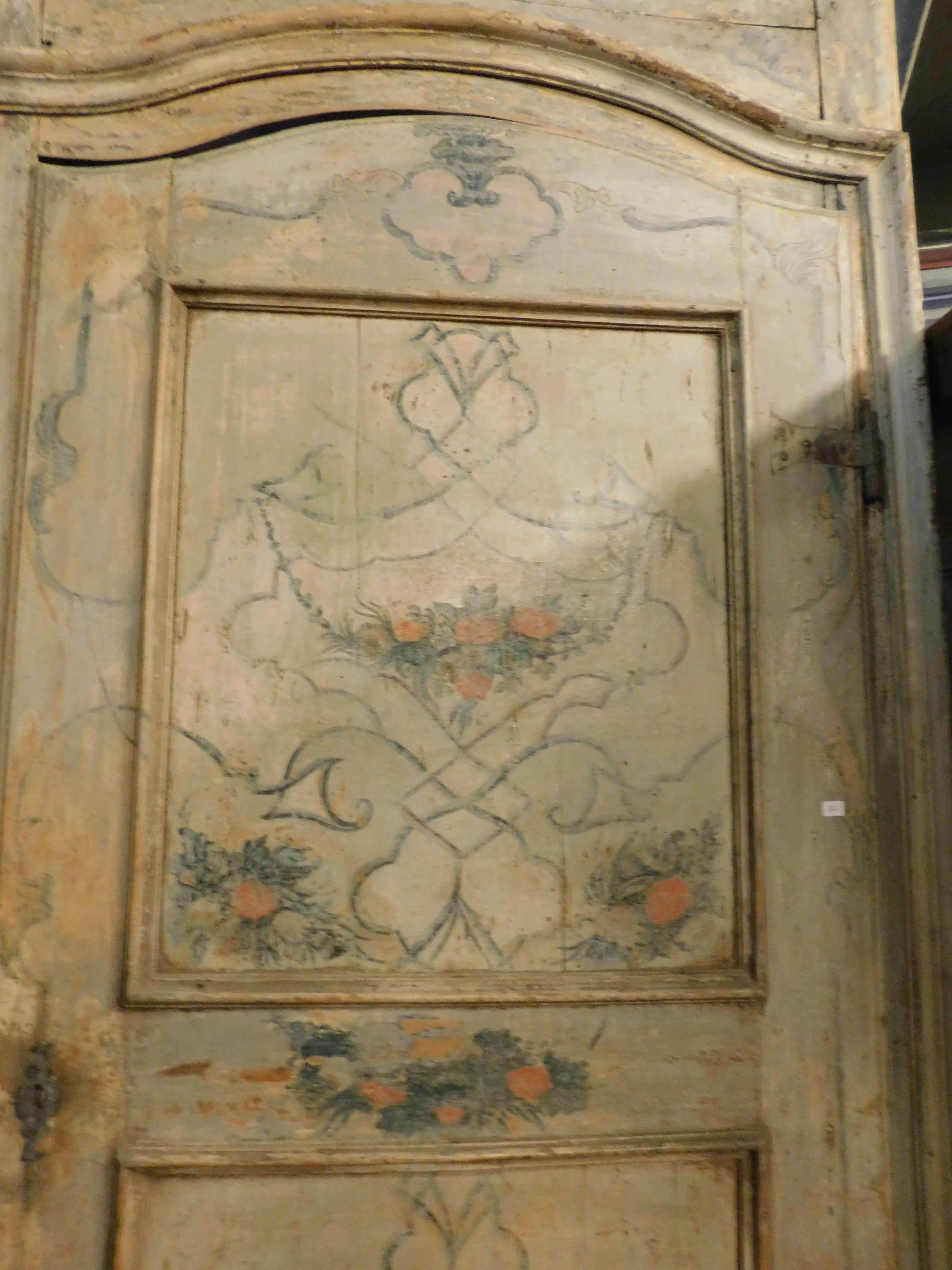 Hand-Painted n.2 painted and lacquered doors, complete with original frame, Italy For Sale