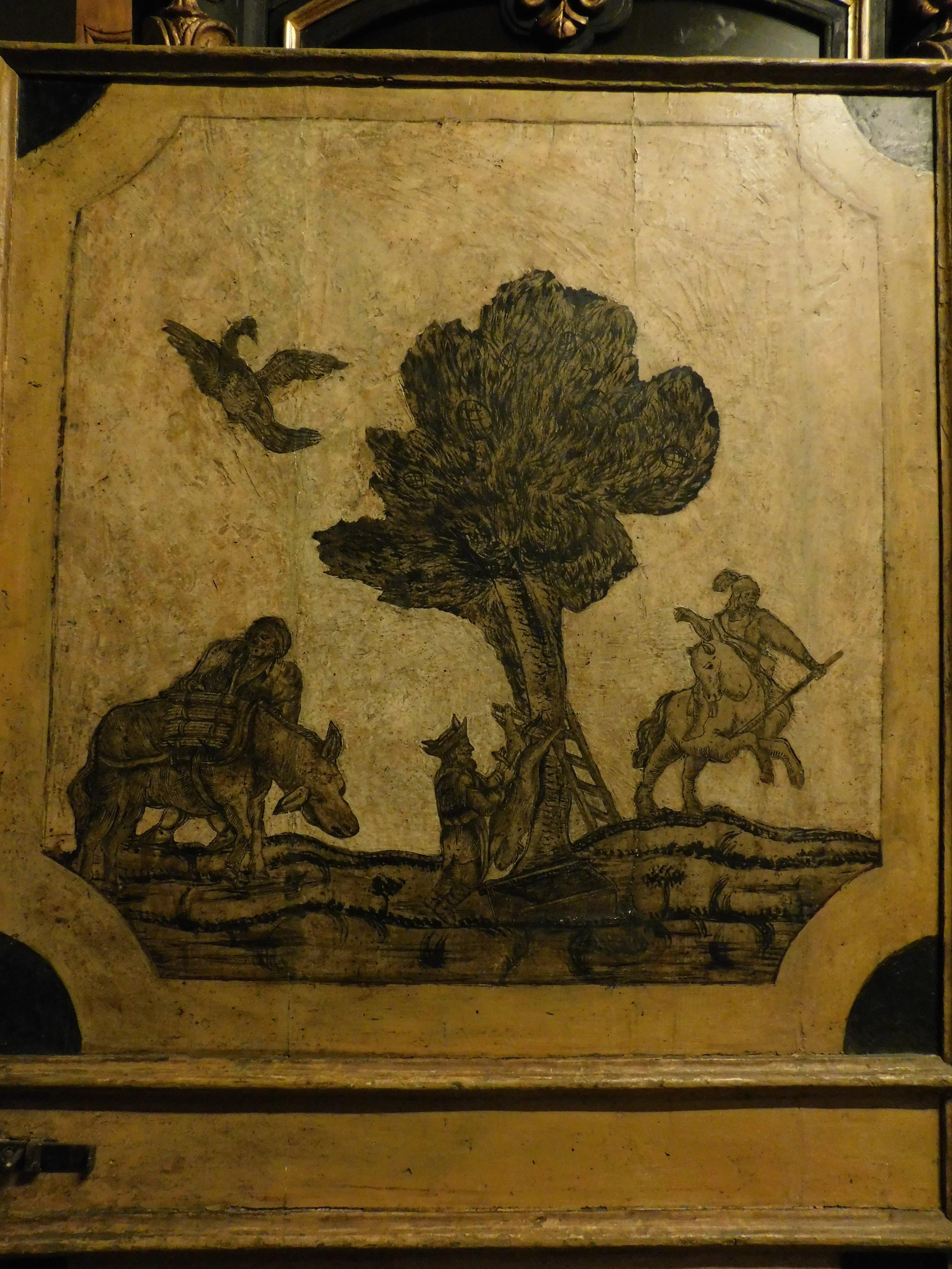 n.2 reich verzierte Türen, Wappen im Relief, gewölbte Landschaft, Österreich im Zustand „Gut“ im Angebot in Cuneo, Italy (CN)