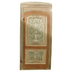 Antique n.2 single-leaf doors, lacquered wood and painted rich floral decorations, Italy