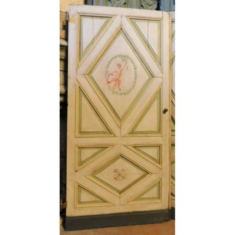 N.2 single-leaf doors lacquered wood, not identic painted dancing angels, taly For Sale 4