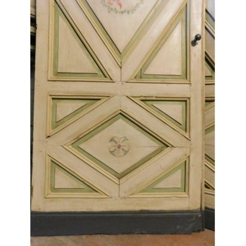 Poplar N.2 single-leaf doors lacquered wood, not identic painted dancing angels, taly For Sale
