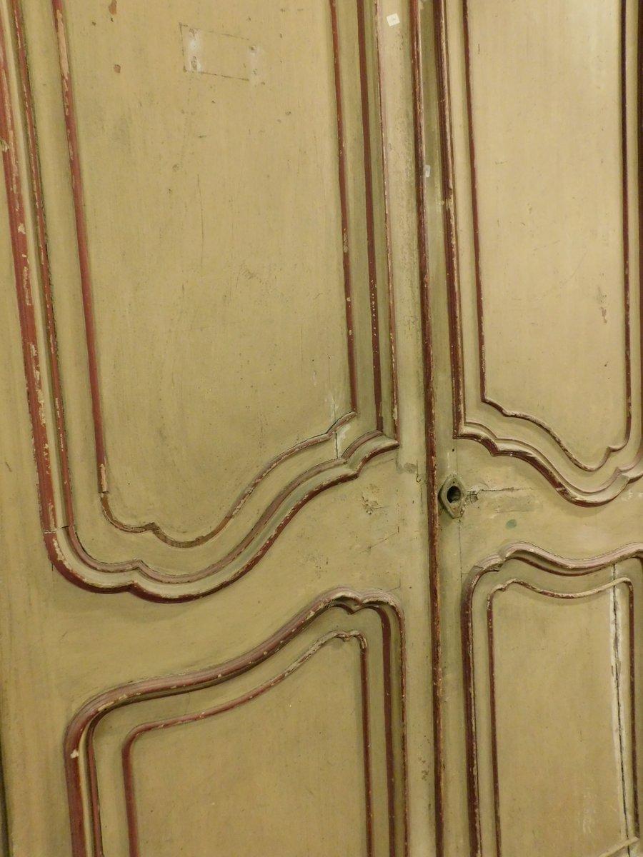 n.2 Wood Double Doors Rot und Beige lackiert,  Italien (Pappelholz) im Angebot