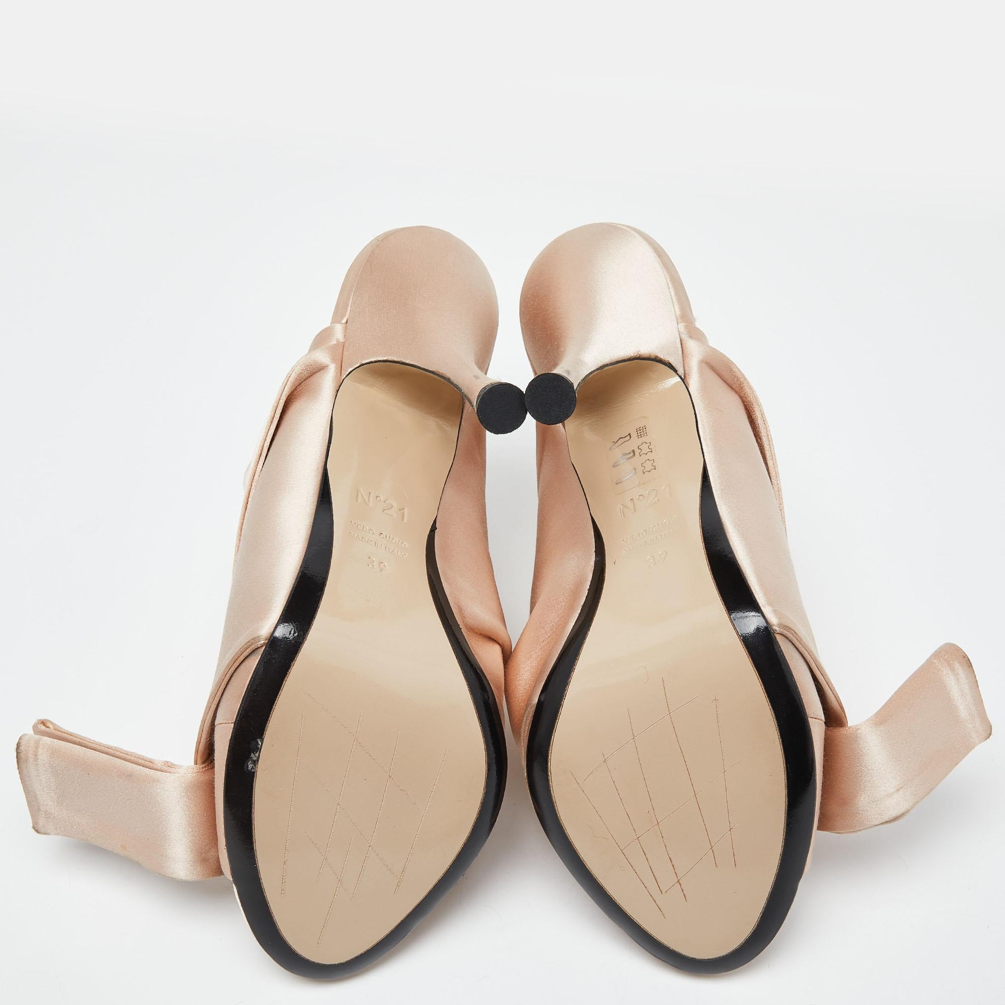 N°21 Mules Ronny in raso plissettato beige taglia 39 1