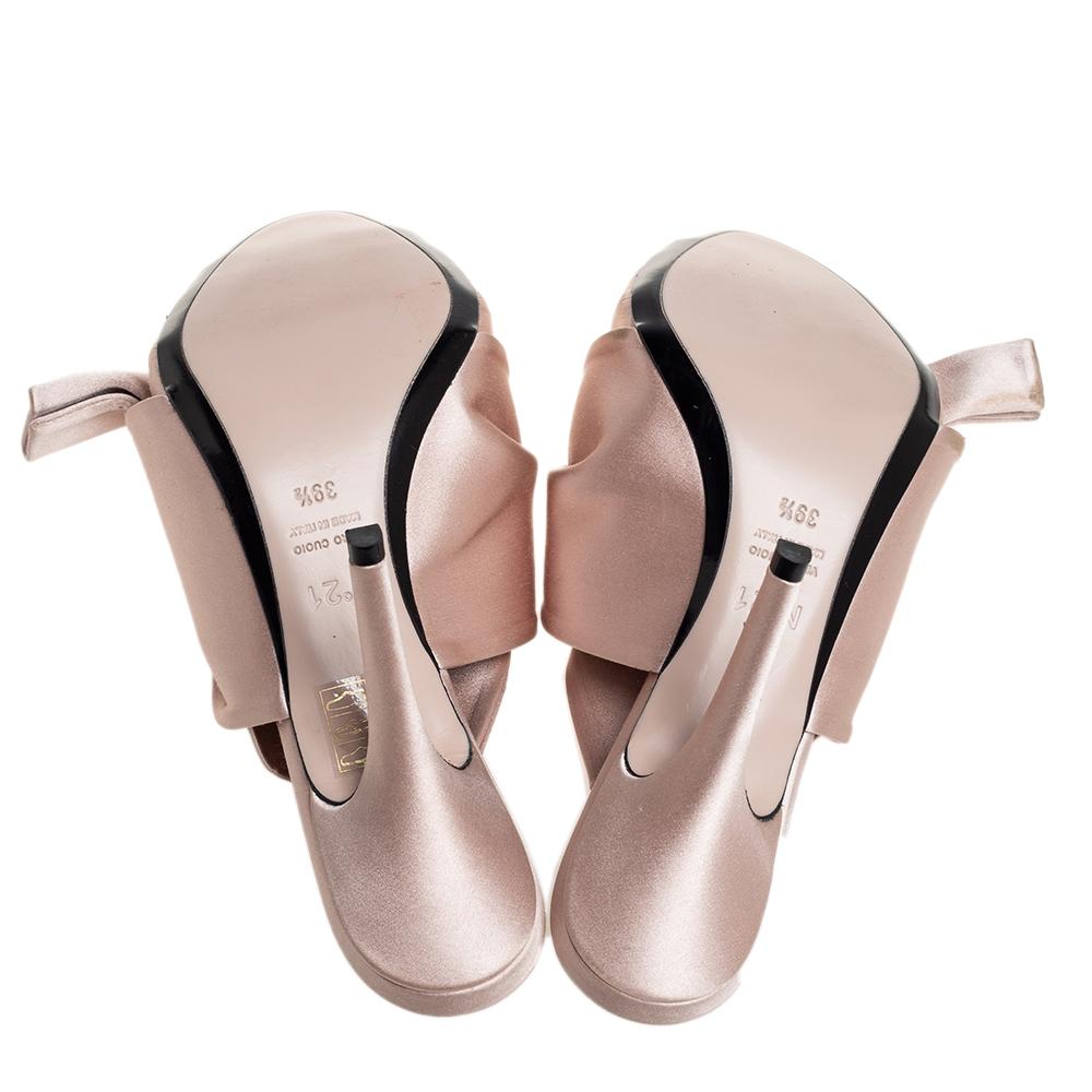 Women's N21 Beige Satin Raso Knot Mule Sandals Size 39.5