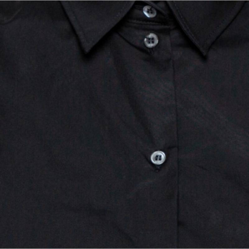 N21 Black Cotton Grid Lace Paneled Feather Trim Shirt XS For Sale 2