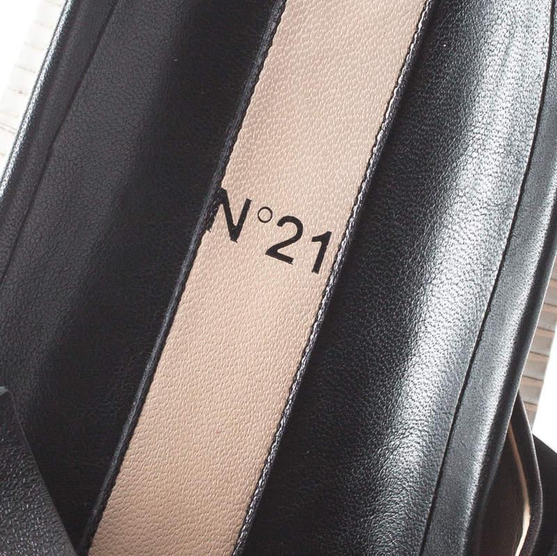 Women's N21 Black Leather Bow Platform Slides Size 39 For Sale