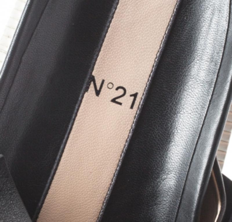 Donna N21 Scivoli con fiocco in pelle nera taglia 39