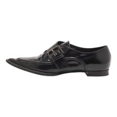 N21 Black Leather Crystal Embellished Buckle Loafers Size 38.5