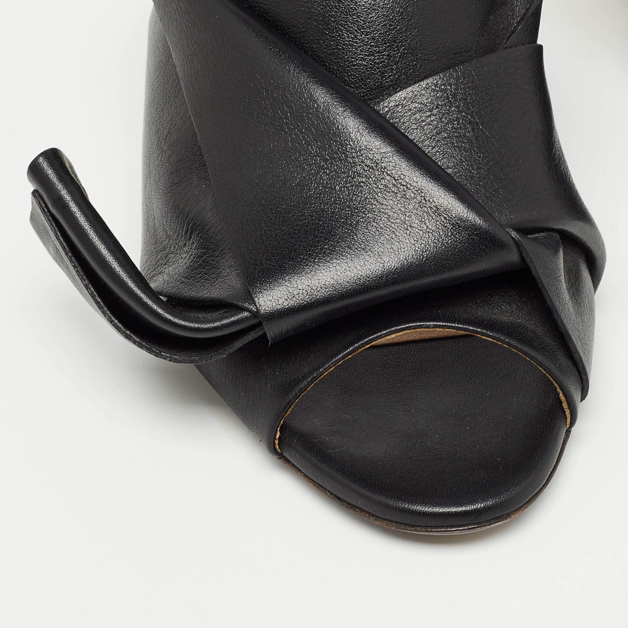 N21 Black Leather Knot Slide Sandals Size 37 For Sale 4