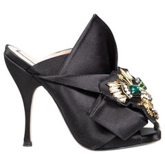 N°21 Black Satin Embellished Heeled Mules Size IT 37
