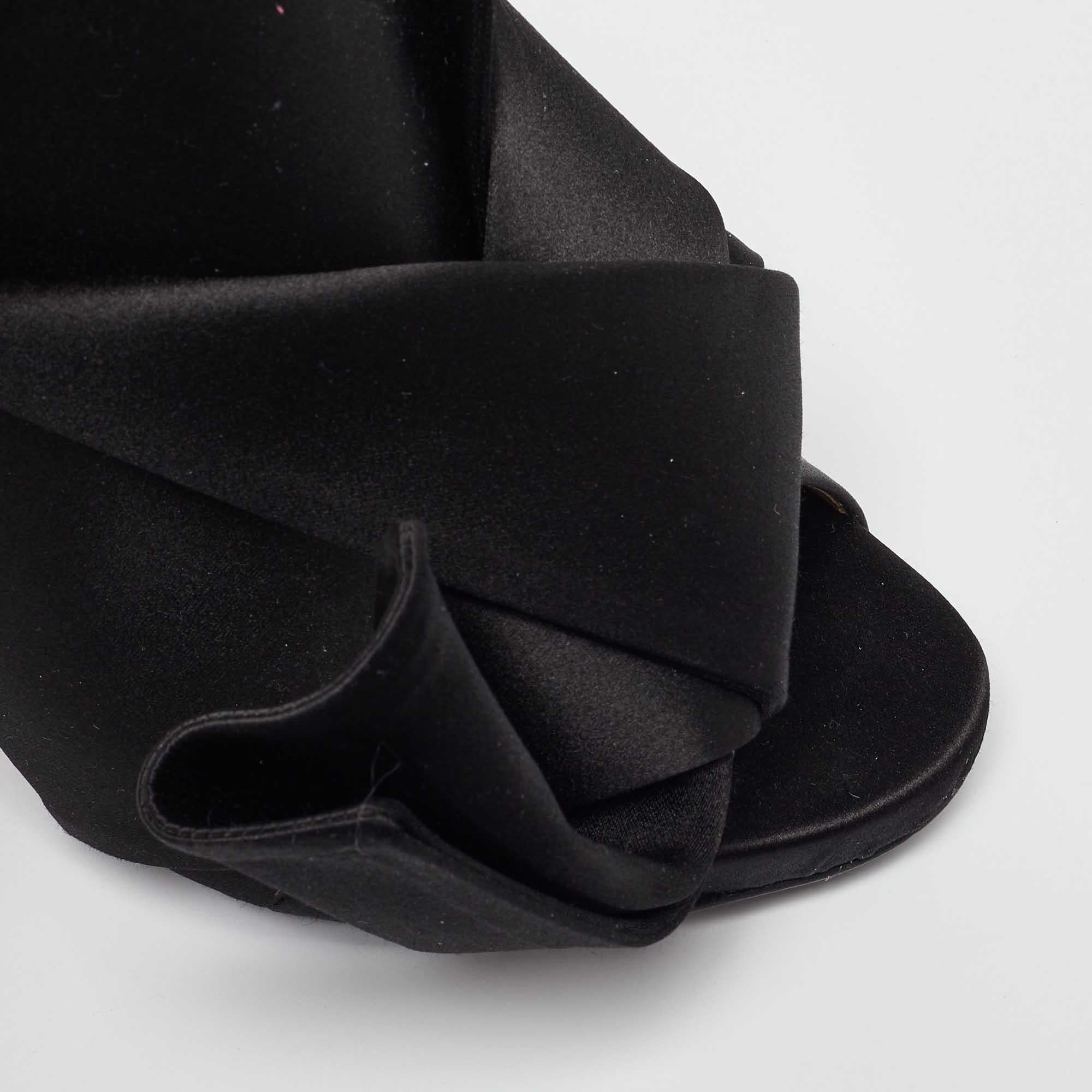 N21 Satin noir Raso Knot Open Toe Mules Size 40 en vente 3